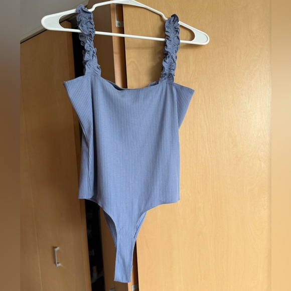 Dry Goods Tops - NWT Periwinkle Ribbed Bodysuit with Ruffled Straps
